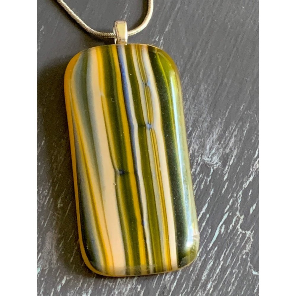 Modern statement jewelry - yellow and grey glass pendant - unique glass jewelry​